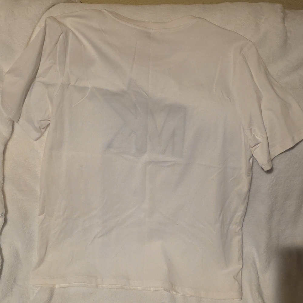 Michael Kors White Womens T-Shirt with Gray MK Logo - Picture 3 of 3
